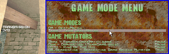 Game Mode Menu