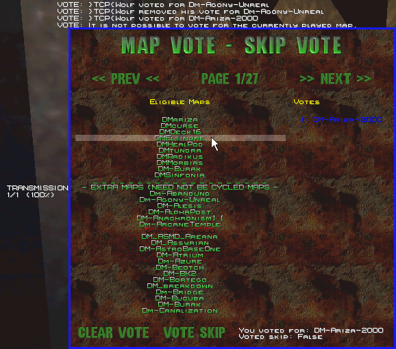 Map voting/skip Menu